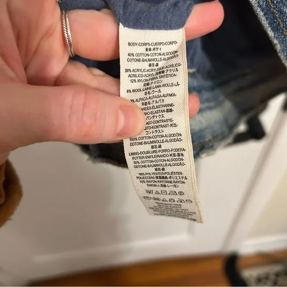 Free People Denim-Trim Aztec Knit Jacket in Cream, Black & Rust - Picture 3 of 4